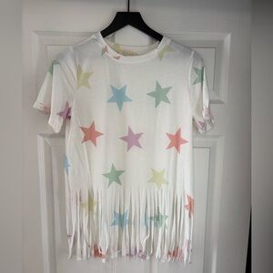 NEW Avery Women’s Small Multicolor Star Fringe Tee